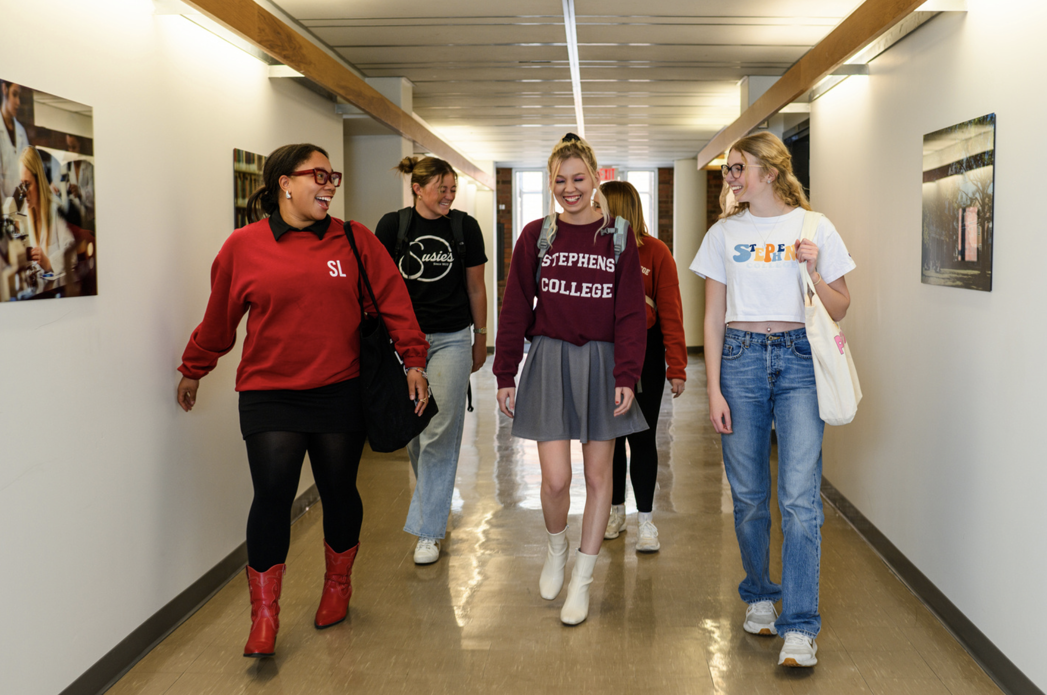 Students walking in hallway